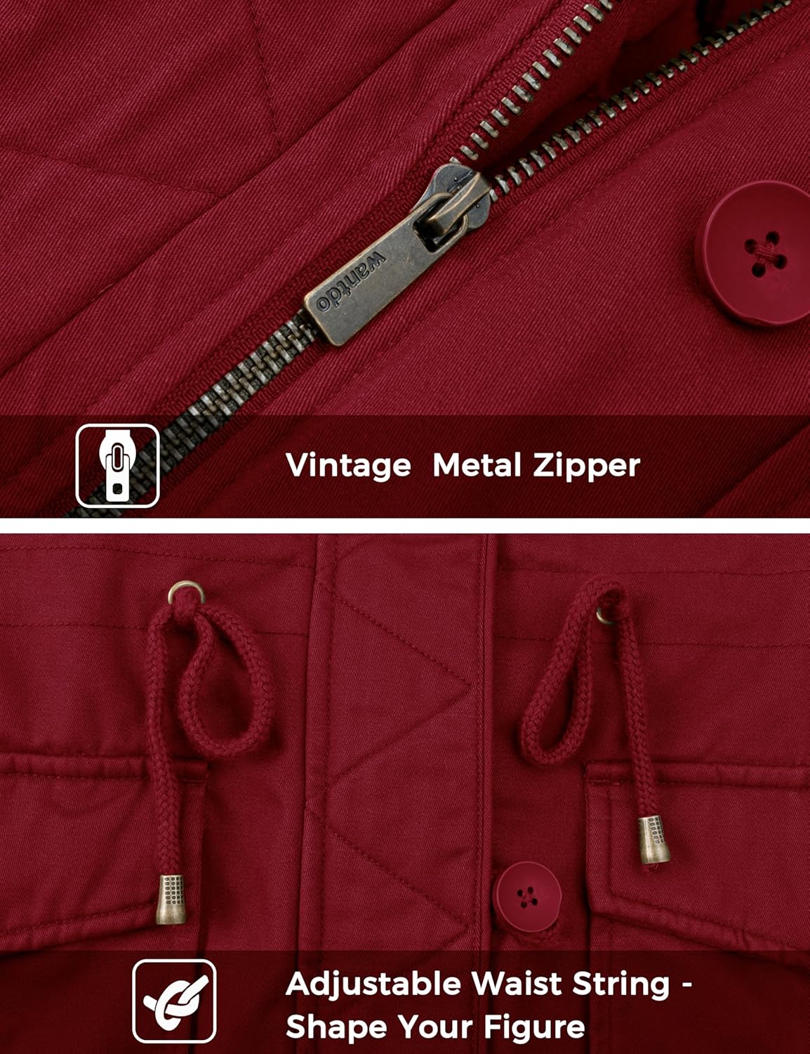 Wantdo Women's Winter Thicken Puffer Coat Warm Fleece Lined Parka Jacket with Hood - Image 6