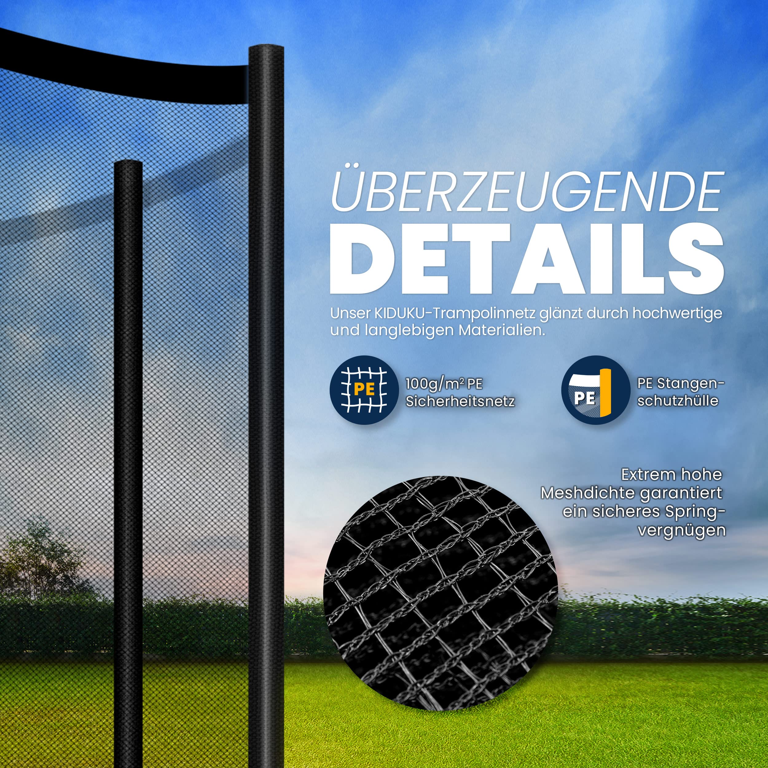 KIDUKU Trampolin Ersatznetz Sicherheitsnetz Trampolinersatznetz Ø 244 305 366 427 cm