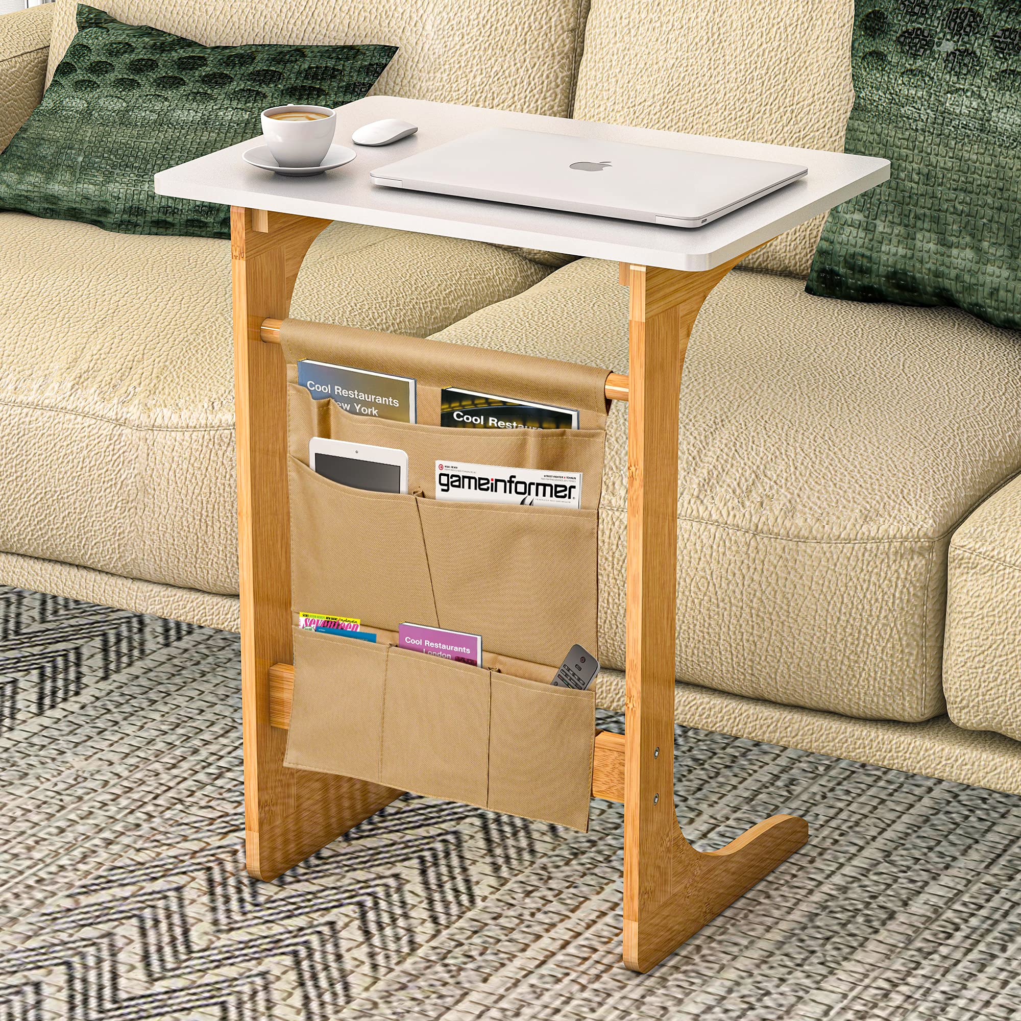 Buy C Table Sofa Side End Table That Slide Under Couch for Small Space