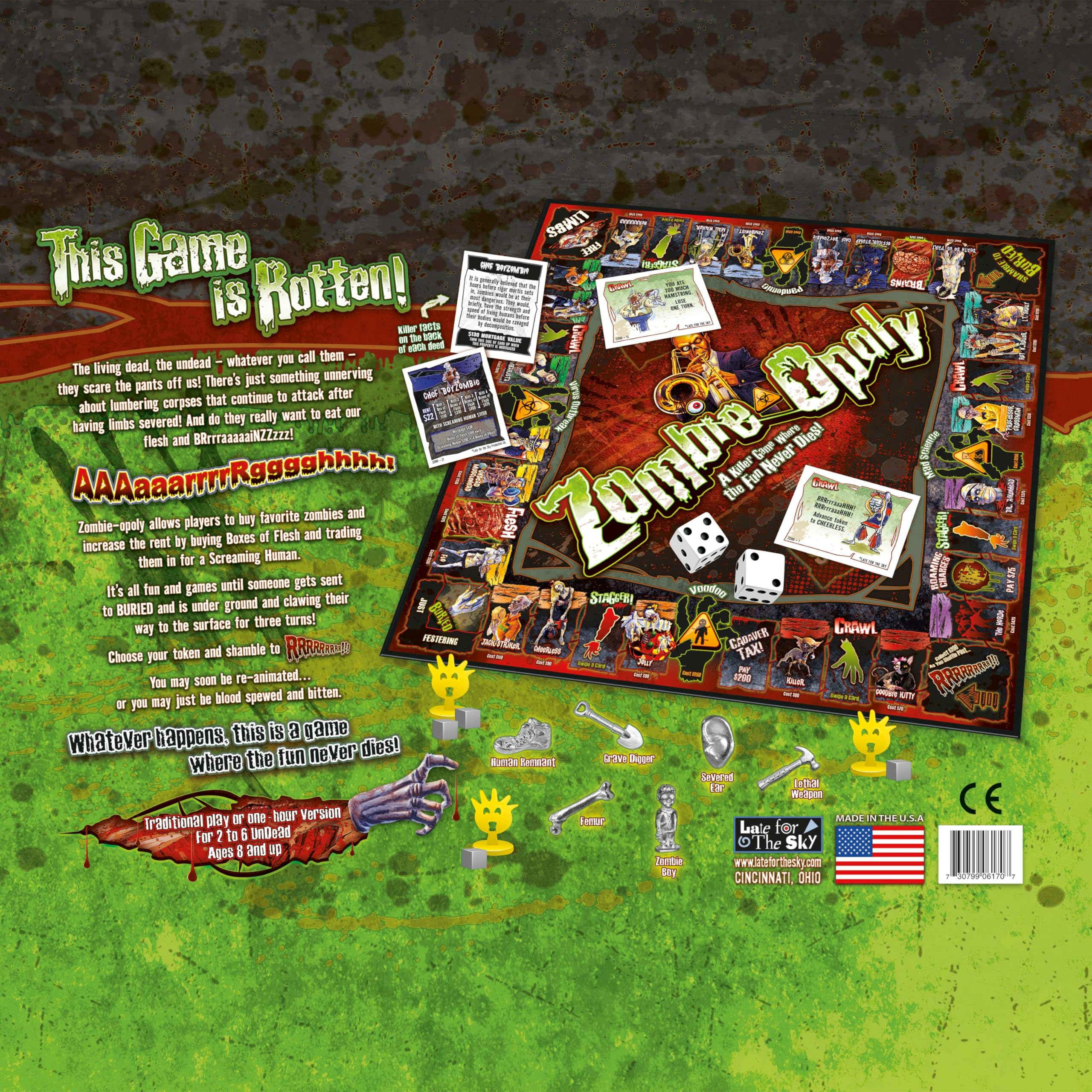Amazon.com: Late for the Sky Zombie-Opoly Board Game - Undead