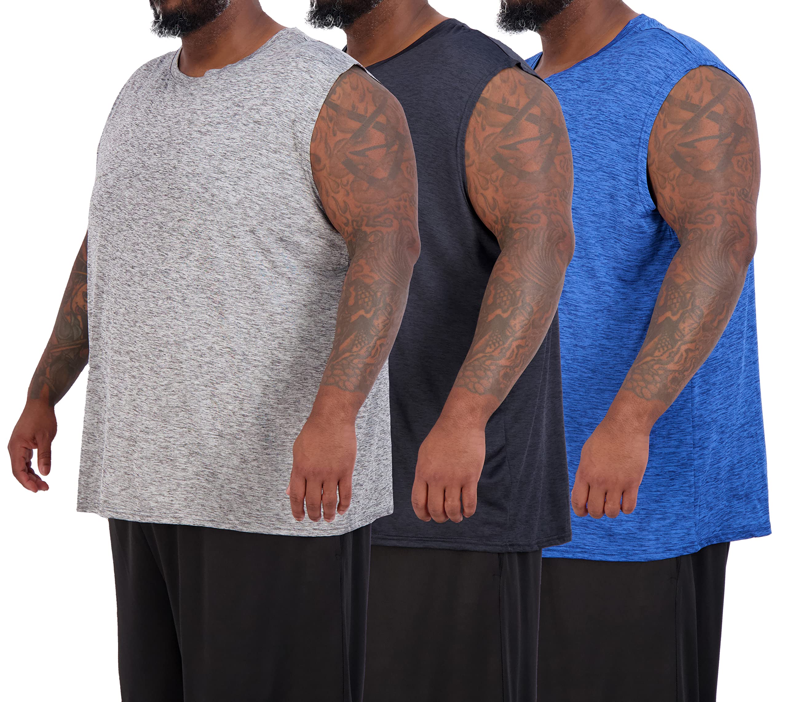 Real Essentials 3 & 5 Pack:Men's Dry Fit Workout Running Tank Top Gym Sleeveless Muscle Athletic Shirt (Big & Tall Available)