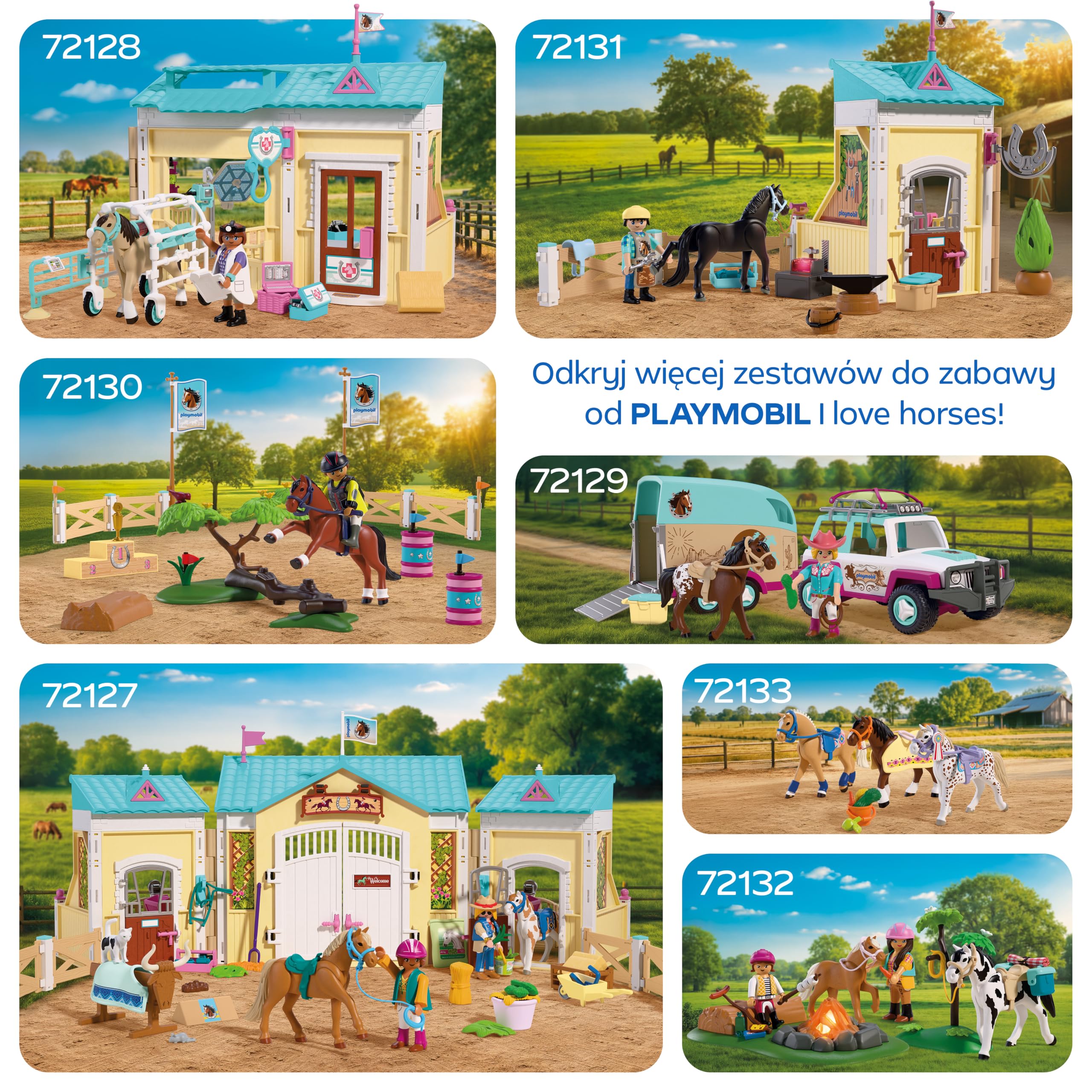 PLAYMOBIL | I Love Horses | Duże Centrum Jeździeckie | Ranczo Western z zadaszonym torem, pudełkami, strefą mycia, ogrodzenia i przestronnym wyposażeniem | dla dzieci od 4 lat | 72127