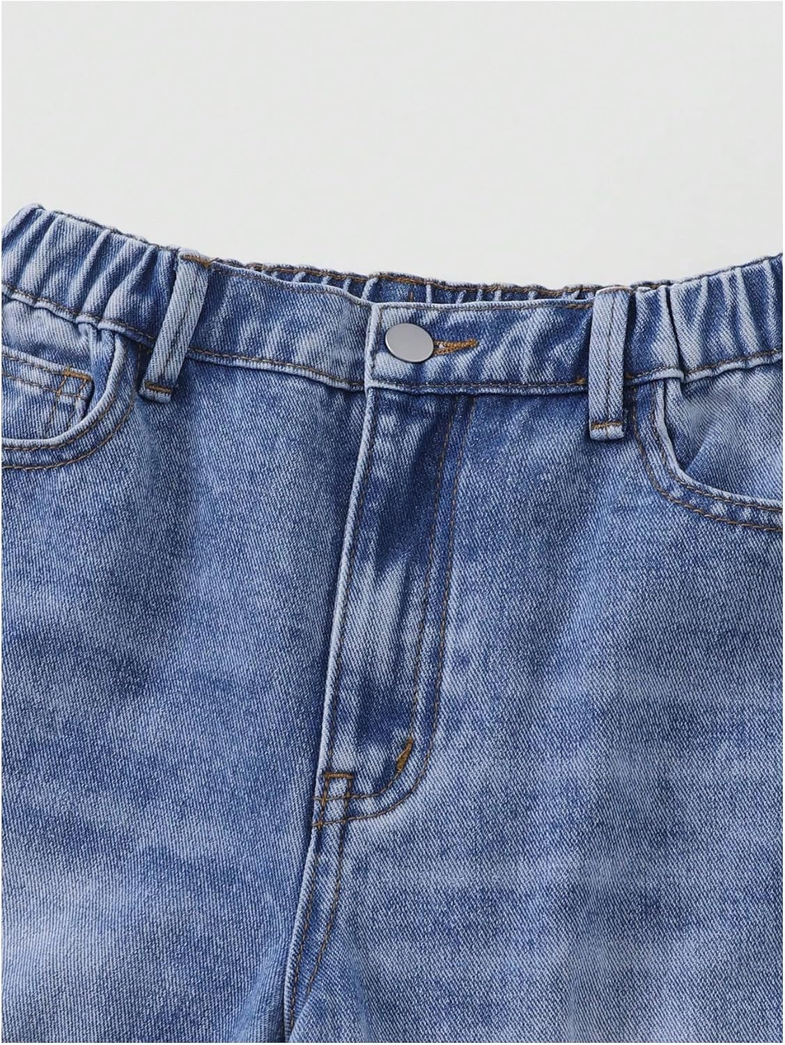 Girl's Y2k Ripped Baggy Jeans Distressed Elastic Waist Straight Leg Denim Pants with Pockets - Image 4