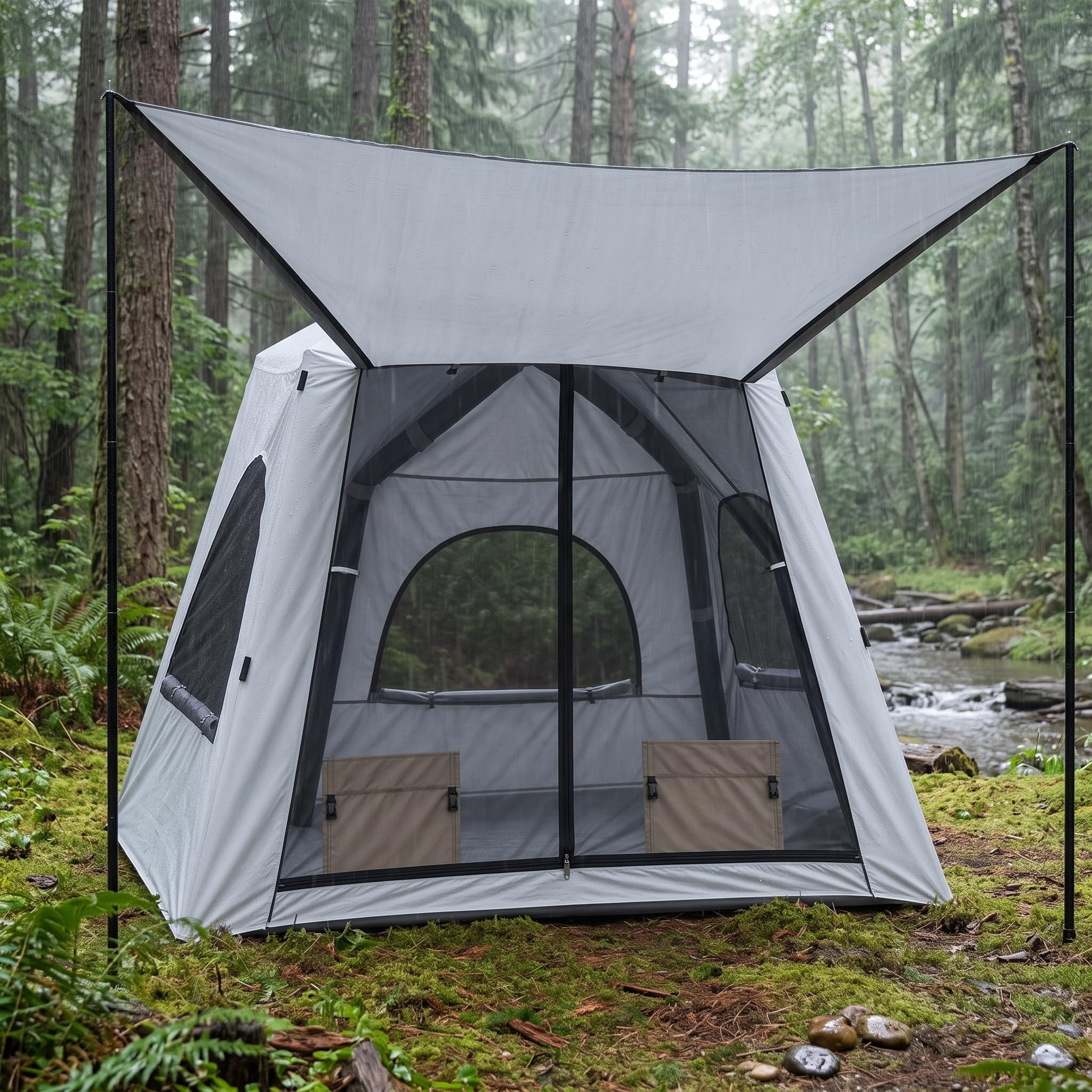 Carpa Inflable para Acampar 3 a 6, Tienda Impermeable Montaje rápido, para