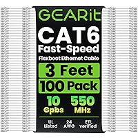 Vista 12 de GEARit Paquete de 100 cables de conexión Cat6 de 1 pie, cable Ethernet Cat 6 sin enganches, flexible y suave, serie premium, color azul