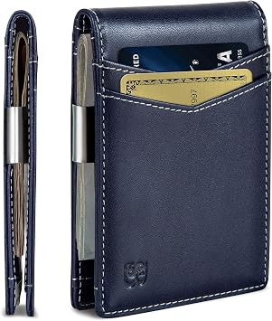 Serman Brands Money Clip Wallet - Mens Slim Front Pocket RFID Blocking Card Holder Minimalist Bifold, slim
