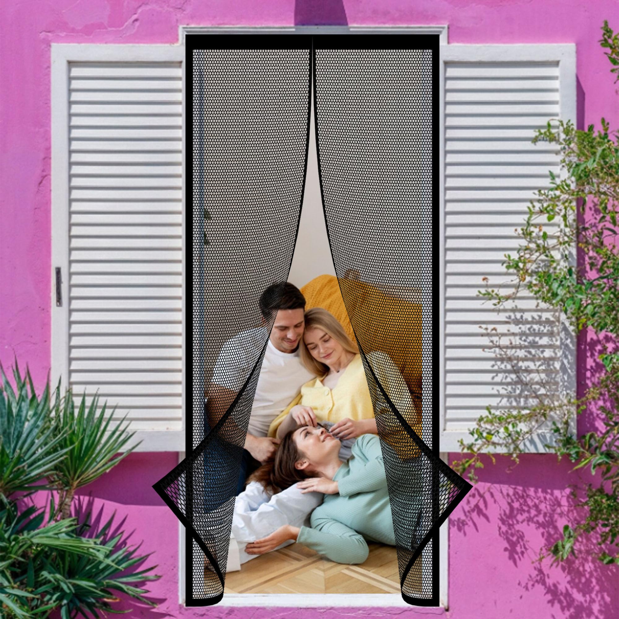 Moustiquaire pour porte de balcon et patio avec aimants intégrés noire