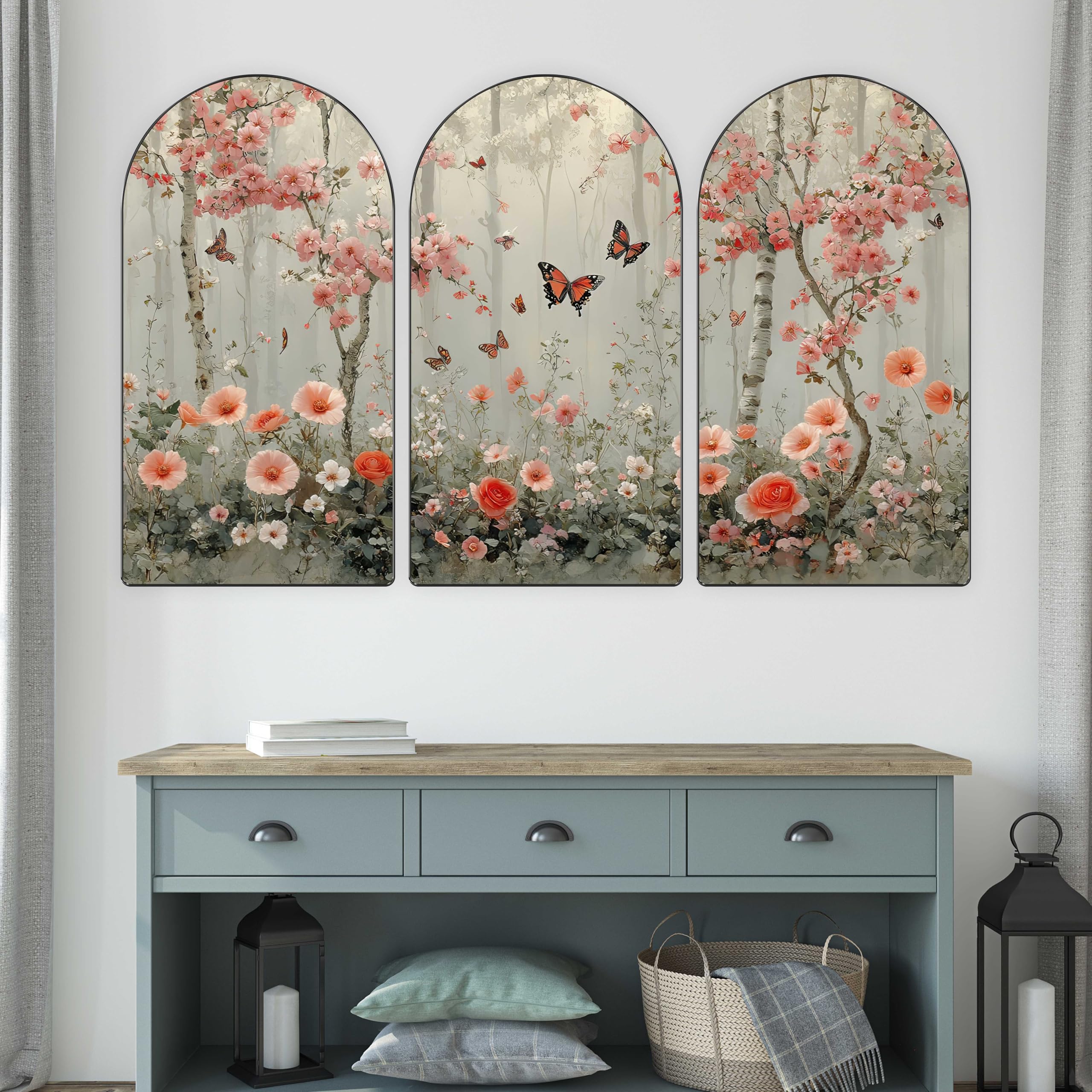 Livin'luxe Golden Tree Arch Shape 3 Panel Wall Painting Set -12 Livin'luxe Golden Tree Arch Shape 3 Panel Wall Painting Set -12