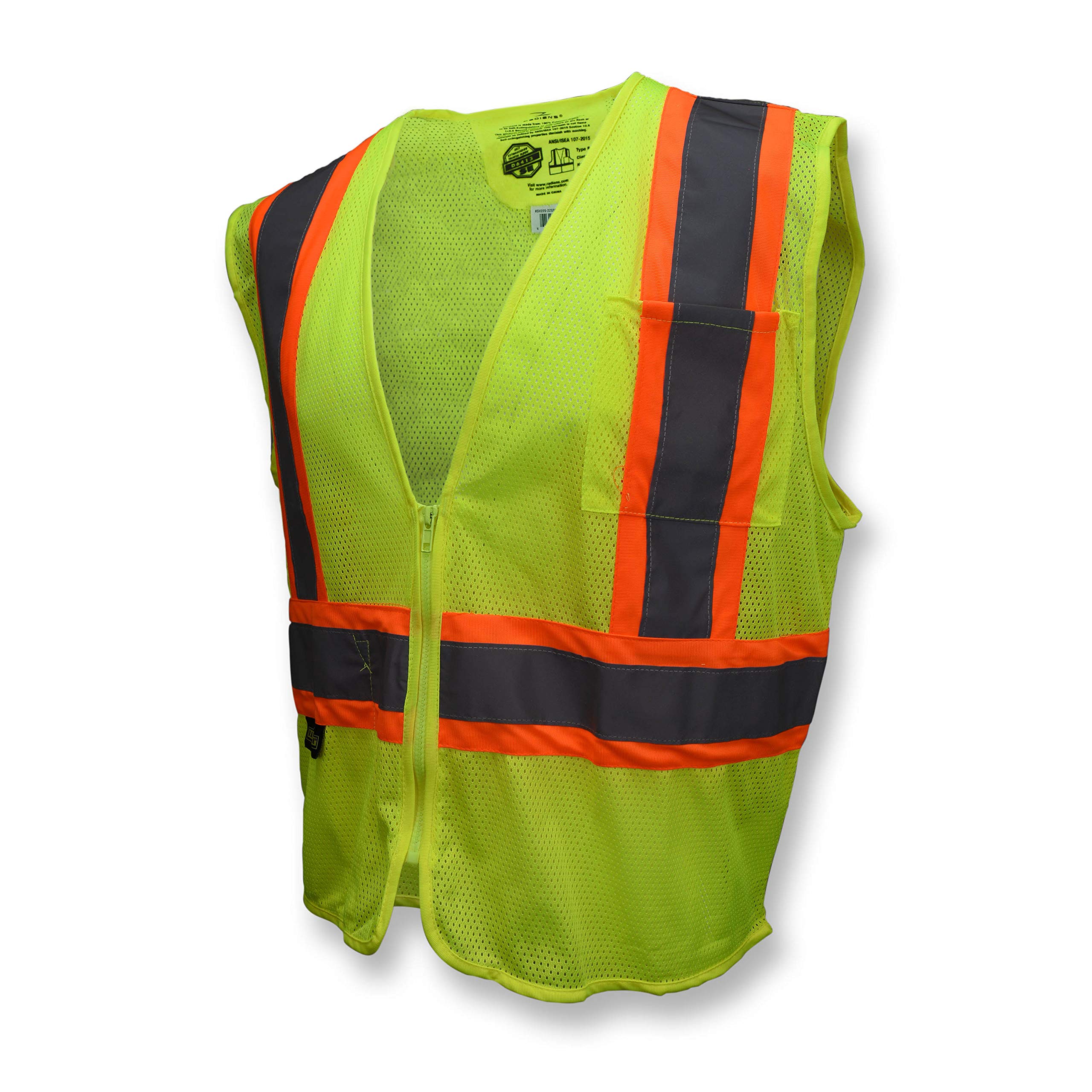 Radians SV225-2ZGM-5X Polyester Mesh Economy Class-2 Self Extinguishing Vest with Two Tone Trim, 5X-Large, Green