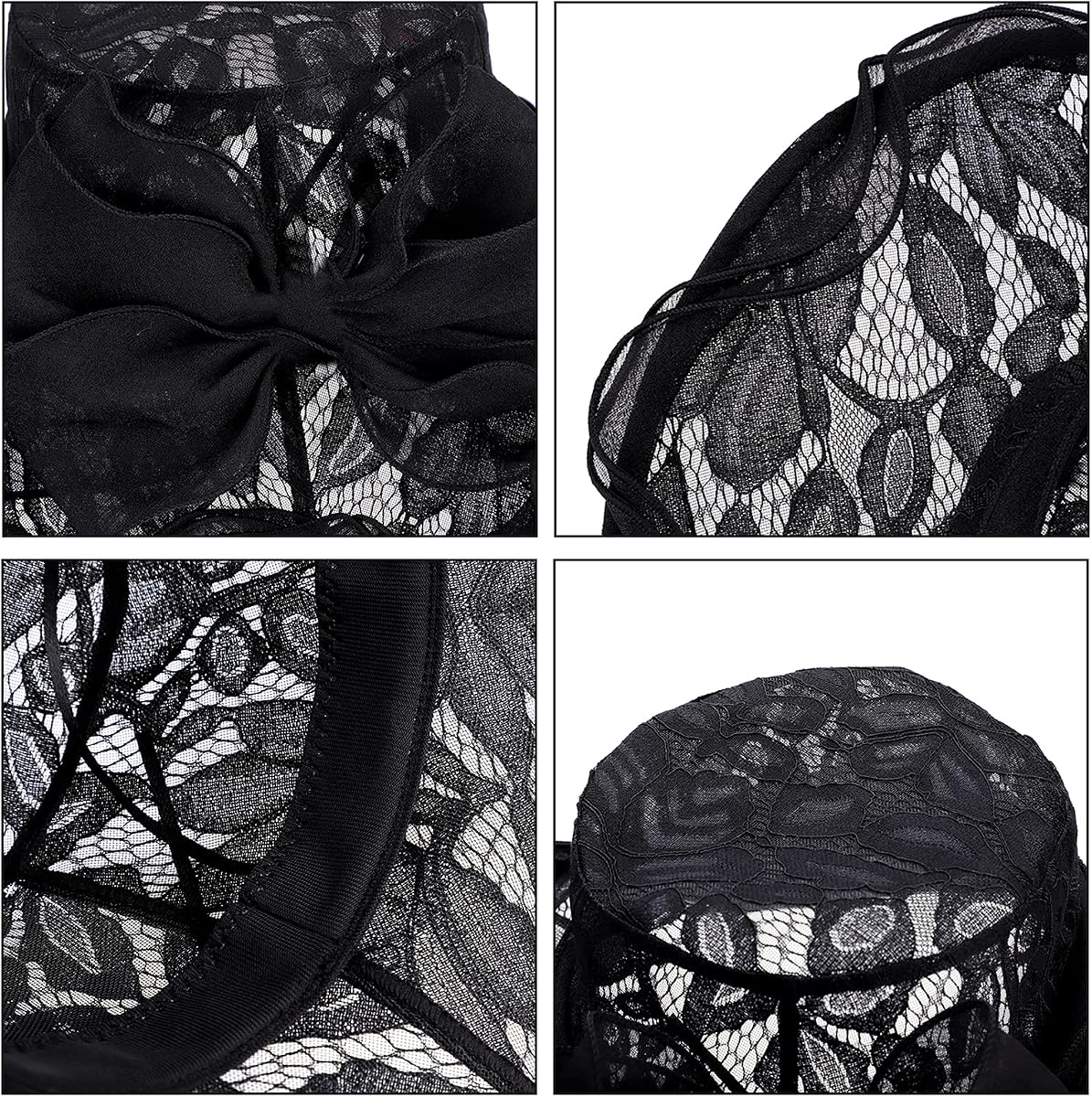 Women’s Lace Organza Bow Hat Wide Brim Fascinator Bucket Hat Cocktail Tea Party Bridal Wedding Church Hat - Image 5