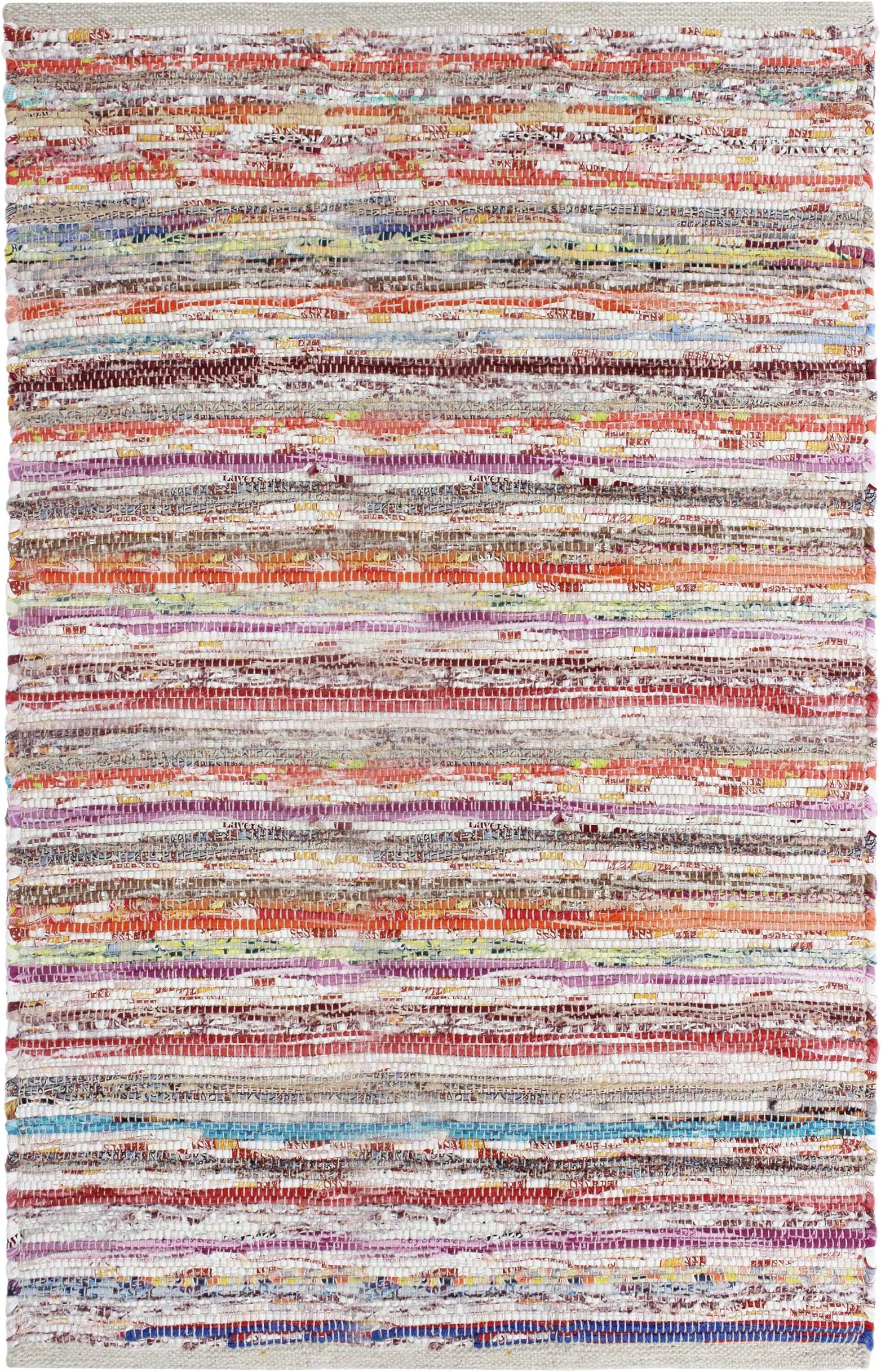Cotton Chindi Rag Rug - Handwoven Reversible Area Rug - 4 x 6 | Boho Farmhouse Multicolor Recycled Cotton Yarn Accent Carpet for Living Room, Bedroom, Entryway, Kitchen Décor