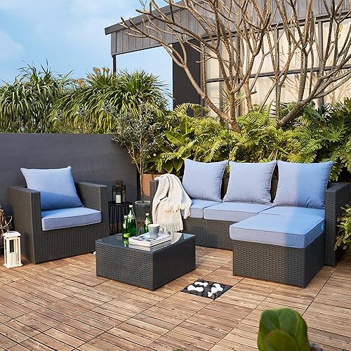 Miniatura 6 de ARTPLAN Juego de 2 cojines de asiento profundo para exteriores para silla de mimbre, asiento 24 x 24 x 4 pulgadas, respaldo 22 pulgadas de ancho x