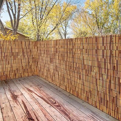 Natural Reed Fencing Rolls,5.5FT X 16.4FT Eco-Friendly Reed Screen Fence for Garden Bamboo Screening for Outdoor Backyard Patio(Brown)