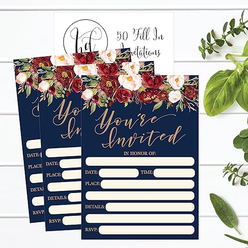 Miniatura 4 de 50 invitaciones florales, invitación de otoño nupcial o baby shower, invitación de cumpleaños, cena de ensayo de boda, otoño compromiso despedida de