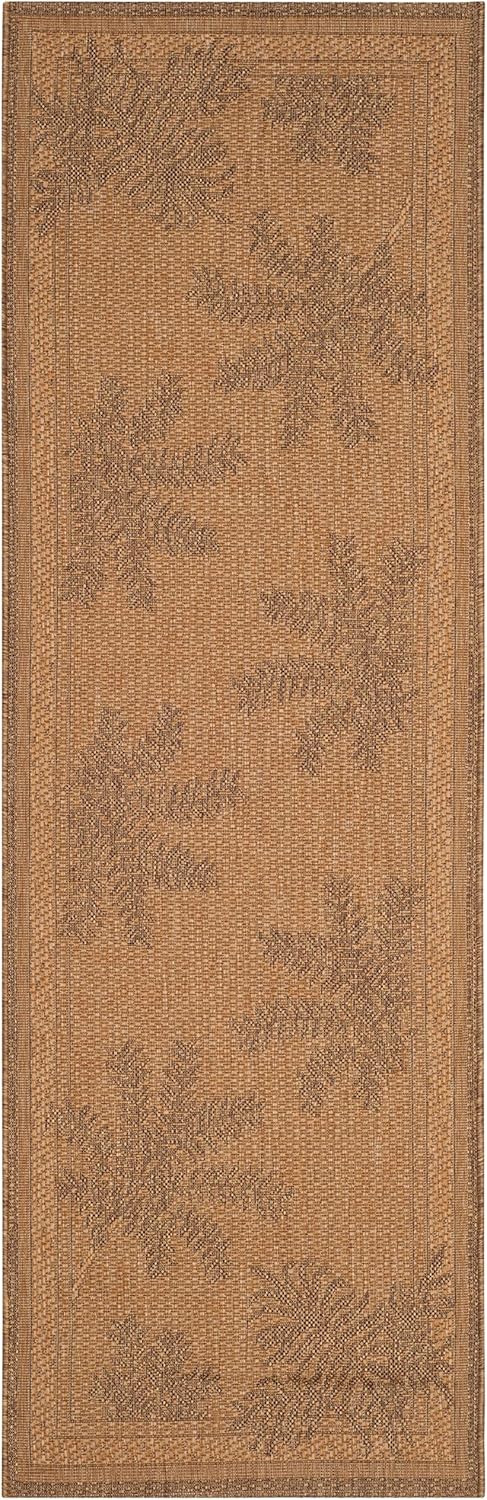 SAFAVIEH Courtyard Collection 2'7" x 5' Natural / Gold CY6683 Indoor/ Outdoor Waterproof Easy Cleaning Patio Backyard Mudroom Area Rug