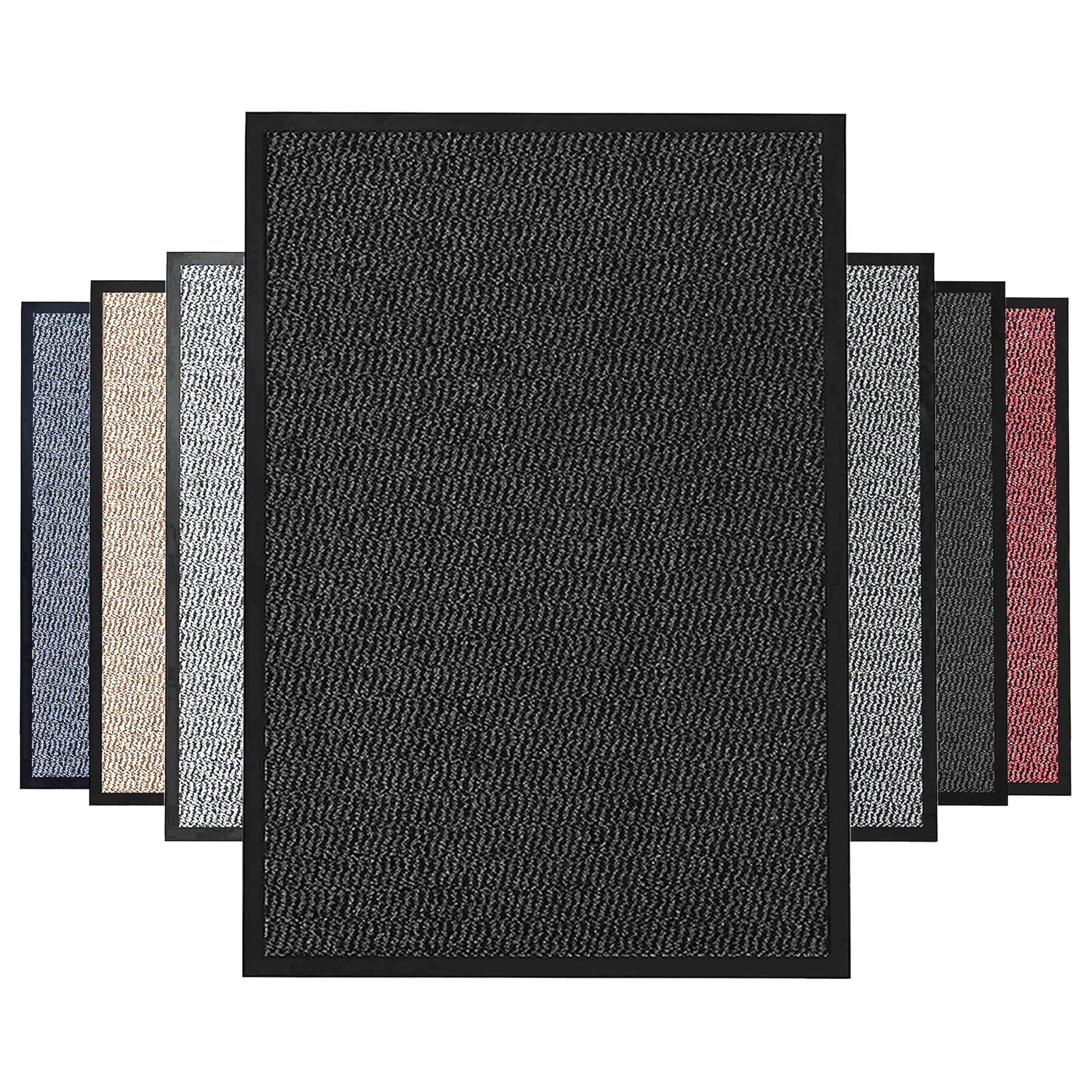 NAUSHA Barrier Door Mat Heavy Duty Rubber Non-Slip Floor & Kitchen Mat Easy Clean Absorbent Soft Feel Entrance Rug Floor Mat (Charcoal, 50x80 cm) โ image 1