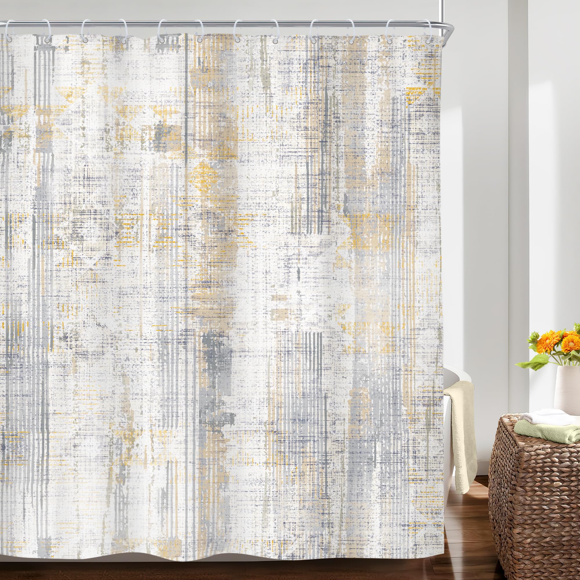 Riyidecor Abstrakter Duschvorhang – Wasserdicht, 152x183 Cm, Mit 12 Haken, Polyester