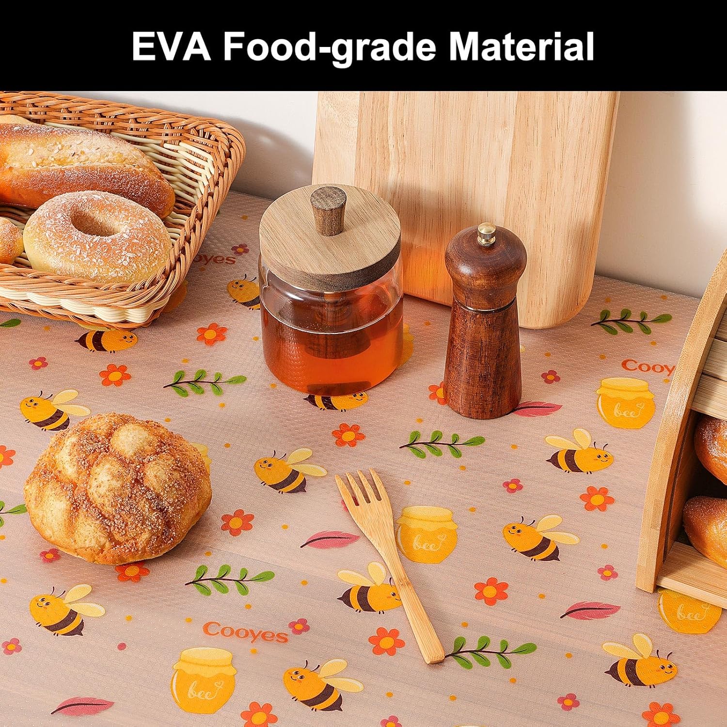 Cooyes Shelf Liner – Non-Slip Cabinet & Drawer Liner for Kitchen – Non-Adhesive Waterproof Shelf Paper with Modern Pattern – Durable EVA Cabinet Mat – Easy to Cut (Amber,11.8" W x 360" L)