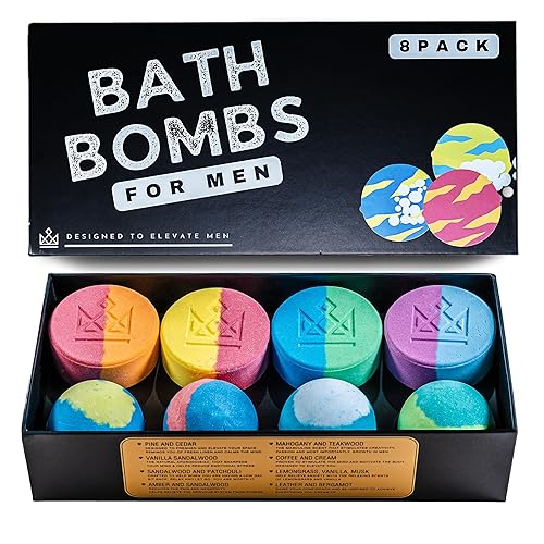 Miniatura 9 de Bombas de baño para hombres, con forma de diamante, regalos para hombres, 8 bombas grandes de 5 onzas, bombas de baño para hombres y hombres, juego