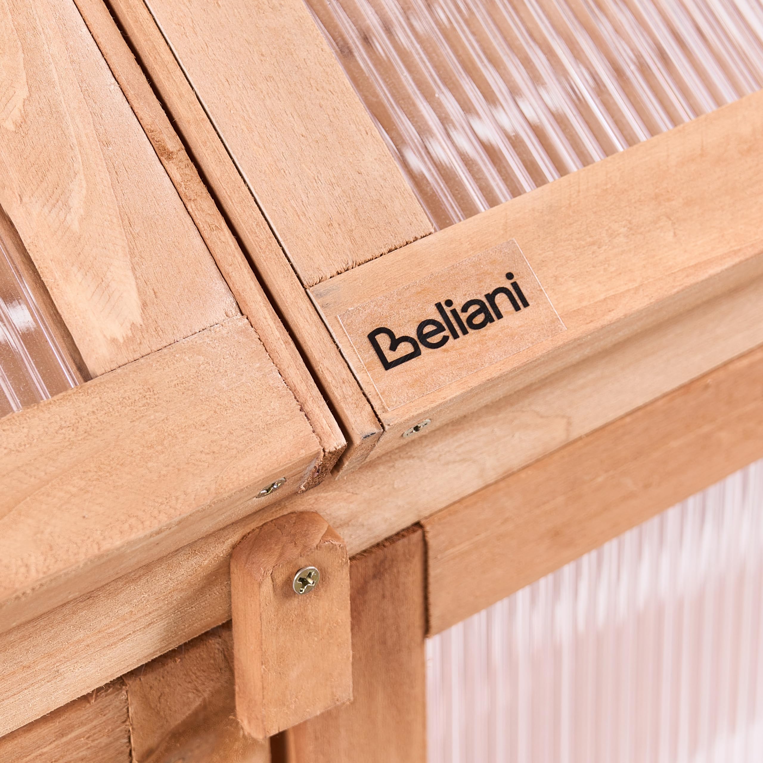 Serre de Balcon en Bois à 3 Niveaux avec Double Porte et Panneau Transparent Meuble de Jardin Marron Clair Volvera