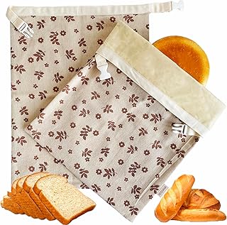 2 Pack Beeswax Bread Bags for Sourdough,Reusable Cotton Beeswax Bag for Homemade Bread,Freezer-Friendly &