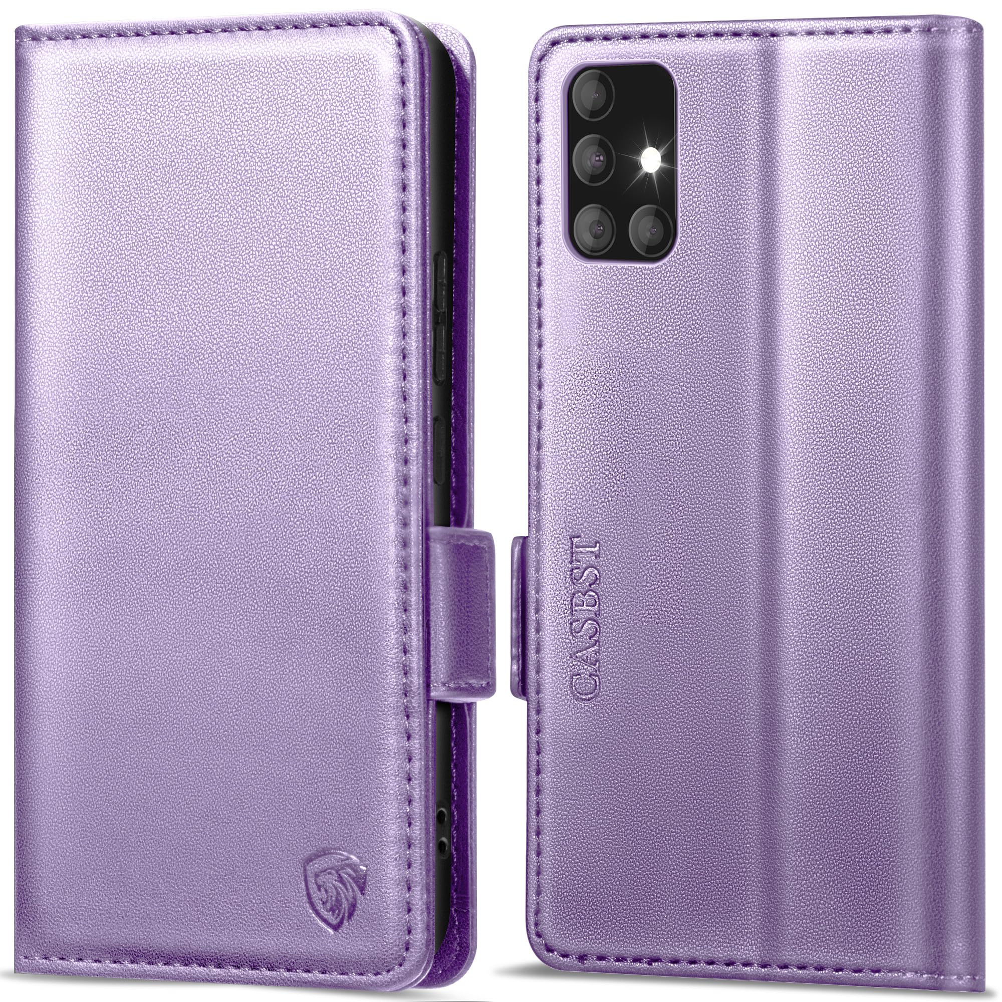 CASBST Handyhülle für Samsung Galaxy A50/A30S Hülle, Premium Leder Schutzhülle Klappbar für Samsung Galaxy A50 Flip Case mit Kartenfach Ständer Magnet Klapphülle für Samsung A50 Hülle (Schwarz)