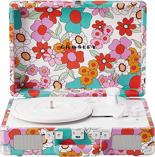 Miniatura 14 de Crosley CR8005F-GF Cruiser Plus - Tocadiscos de vinilo vintage de 3 velocidades con Bluetooth y maleta con altavoces integrados, diseño floral