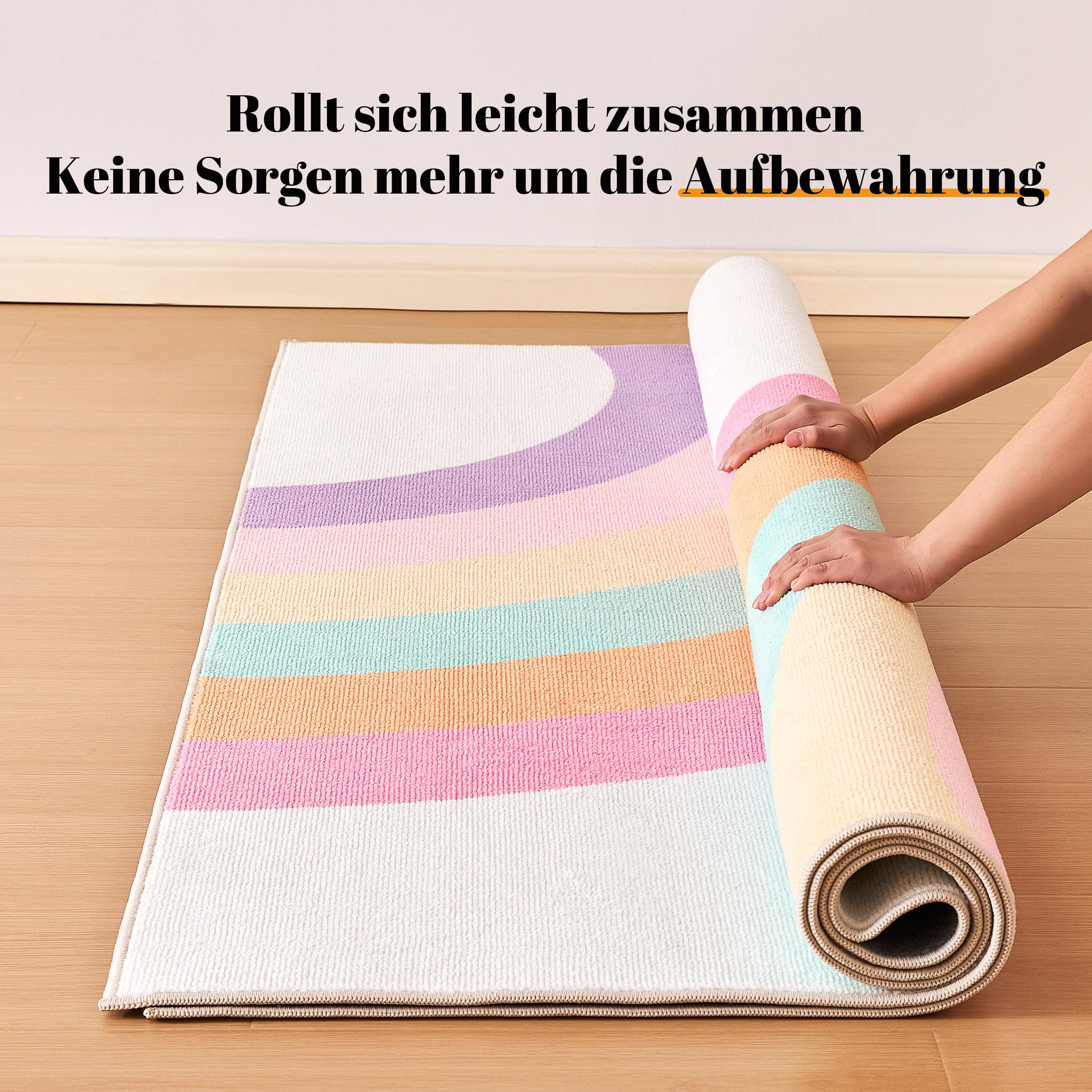 Sonive Rosa Regenbogen Teppich Kinderteppich für Junge Mädchen 120x170cm | Rutschfeste Krabbelmatte für Wohnzimmer, Schlafzimmer, Kinderzimmer