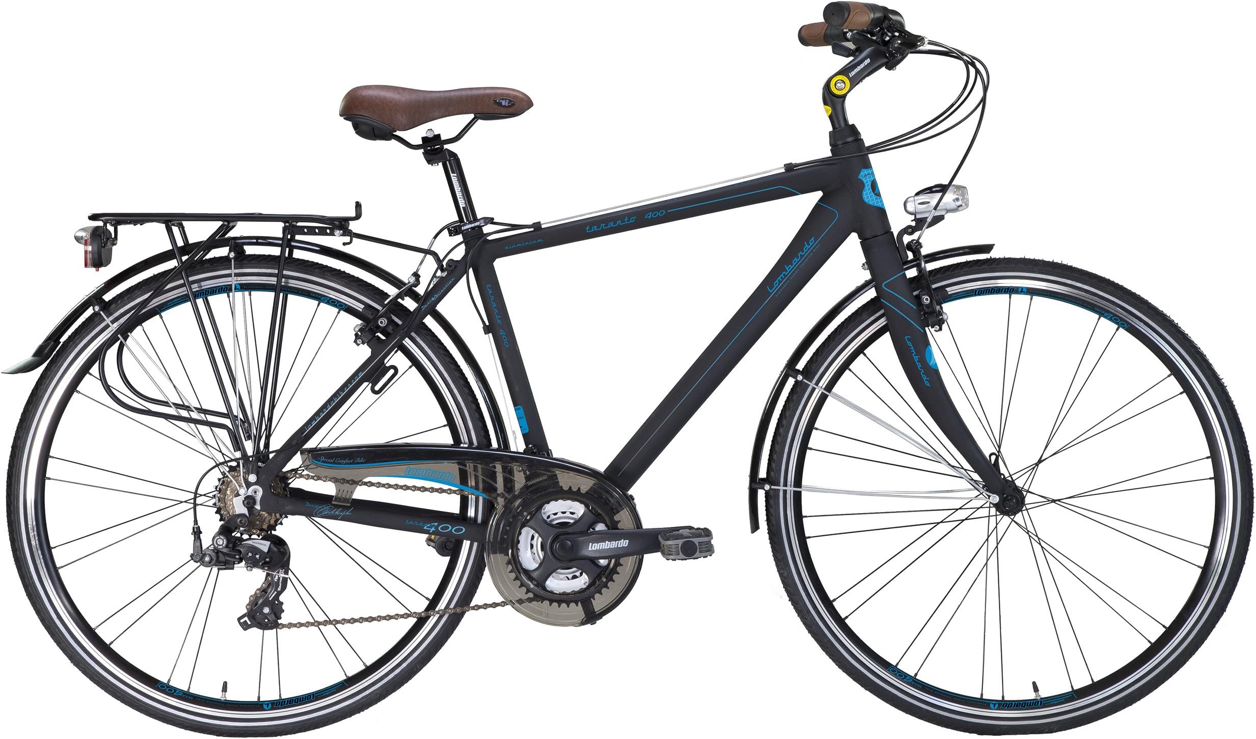 Lombardo Taranto 400M Commuting Bike, 700c Wheels, Men's Bike, Black/Blue, 99% Assembled, 17 inch Frame, 21 inch Frame