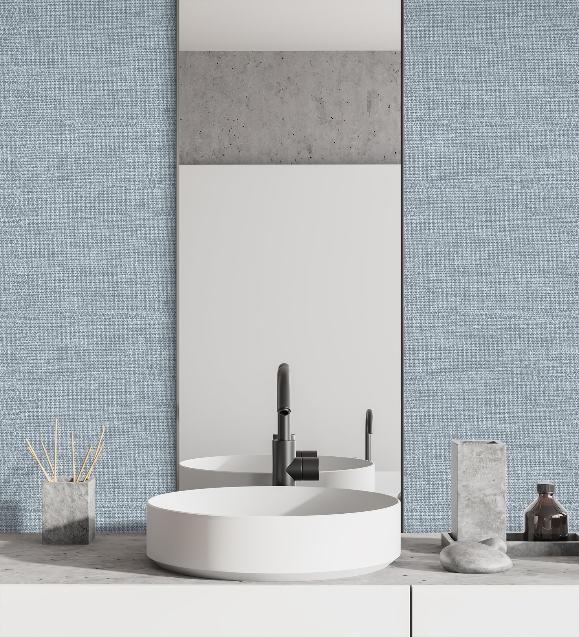 GAULAN 681930 - Papel pintado vinílico ecológico efecto fibra vegetal con textura en relieve para pared salón cocina baño dormitorio pasillo - Rollo de 10 m x 0,52 m