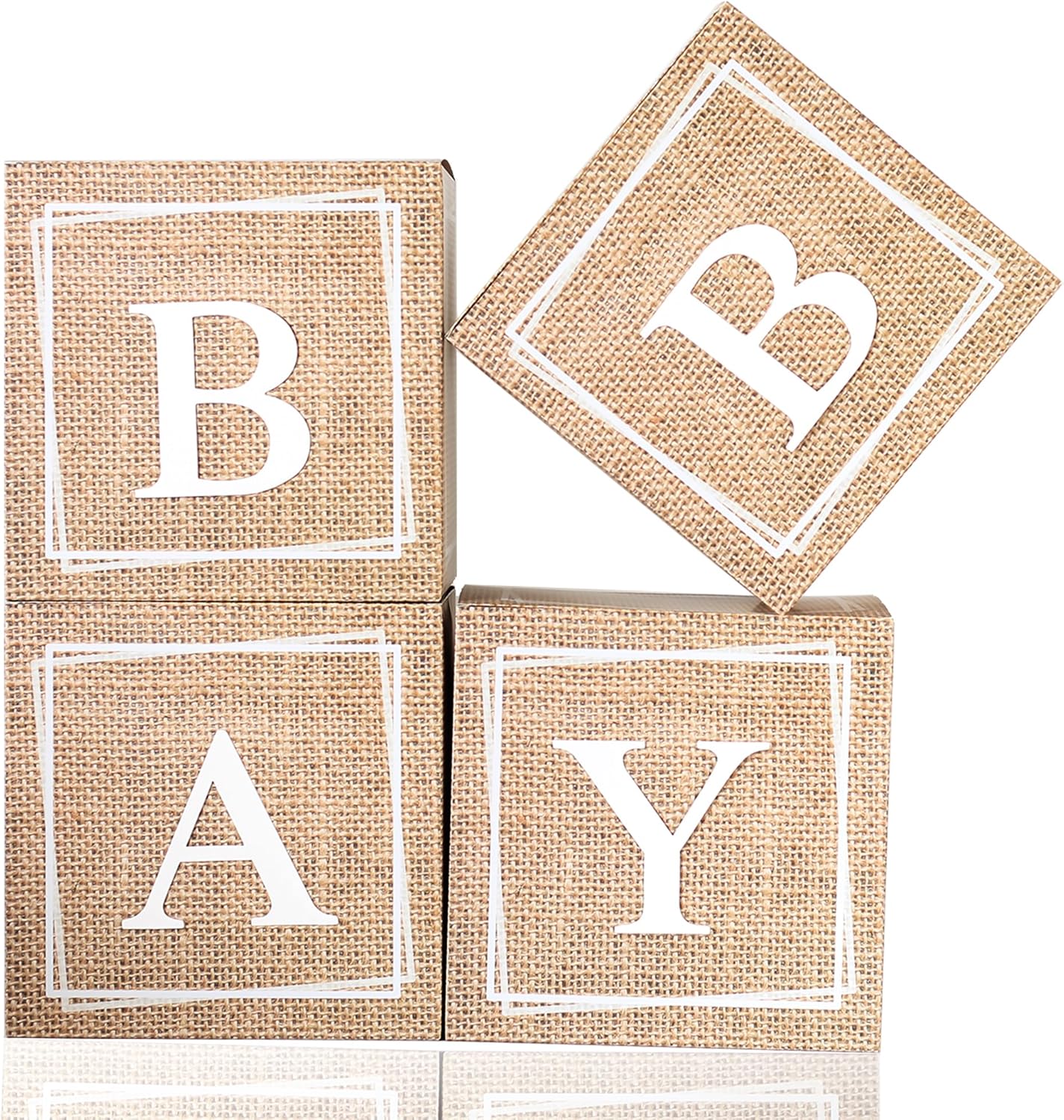 Baby Shower Box, Country Style Bohemian Balloon Box, 4pcs of Linen Patterned with Letters, for Gender Reveal Birthday Photo Prop.