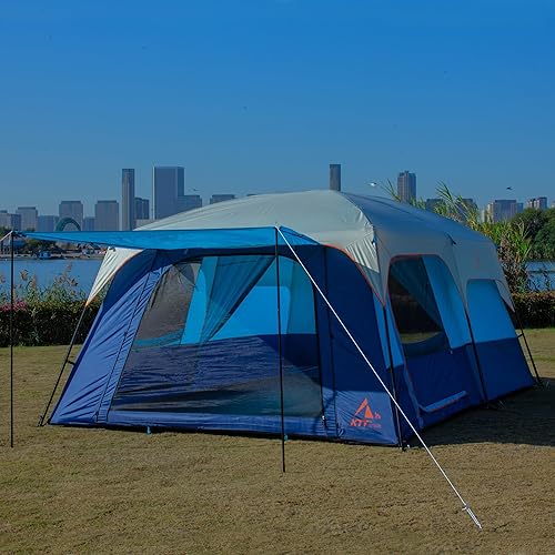 Miniatura 5 de KTT Extra Large Tent 6-10-12-14 Person(A),Family Cabin Tents,2 Rooms,3 Doors and 3 Windows with Mesh,Straight Wall,Waterproof,Double Layer,Big Tent