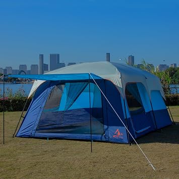 Extra Large Tent 8-10-12-14 Person(A),Family Cabin Tents,2 Rooms,3 Doors and 3 Windows with Mesh,Straight Wall,Waterproof,Double Layer,Big Tent for Outdoor,Picnic,Camping,Family Gathering