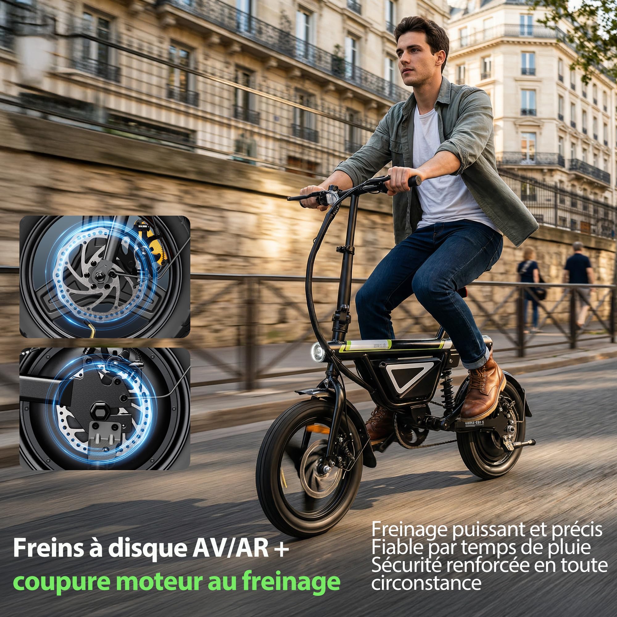 iScooter Vélo Électrique Pliable Adulte | Moteur 250W sans Balais | Batterie 36V 12Ah Grande Capacité | Autonomie 50km | Amortisseur Central | VAE Urbain et Loisirs