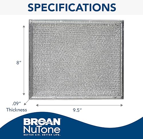 Miniatura 2 de Broan-NuTone Broan BP55, 8 x 9 12 pulgadas, filtro de grasa de aluminio para campana de rango