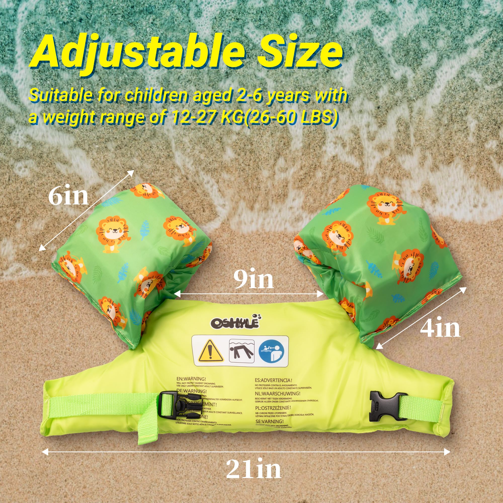 Gilet de Bain Flottant, Enfants Gilet de Flottement de Natation, Gilet Brassard Piscine, Brassards de Natation Gilet Piscine Enfant, Aide à la Natation pour Garçons/Filles