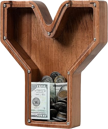 Vista 123 de Alcancía para niños y niñas, alcancía de madera con letra grande del alfabeto con inicial C, banco de monedas, regalos divertidos para cumpleaños