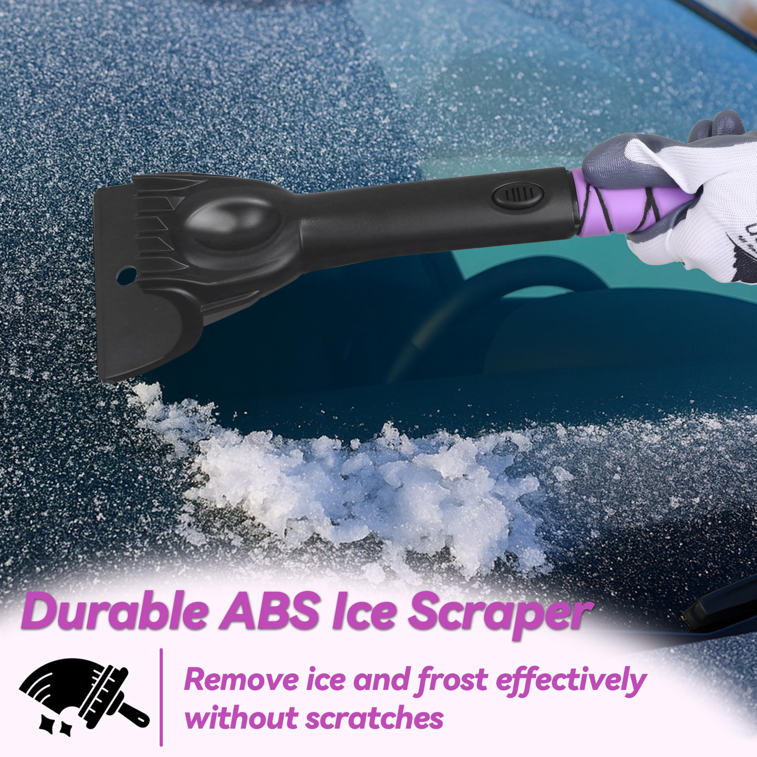 Gardzen Paquete de 2 cepillos de nieve extensibles de 57 pulgadas con raspador de hielo para parabrisas de automóvil, removedor de nieve de cabeza giratoria 2 en 1 para SUV, camión y automóvil