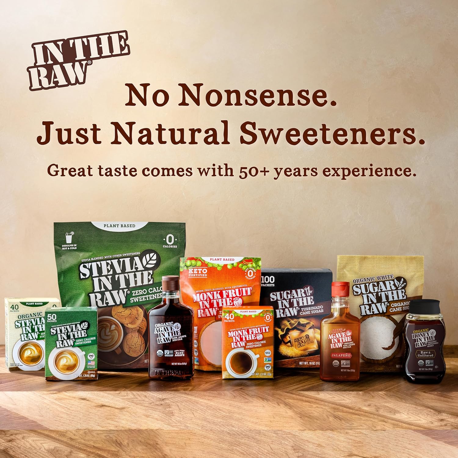 In the Raw Sugar and Stevia Sweetener Bundle – 200 Turbinado Packets + 200 Stevia Packets (2 Piece Set)