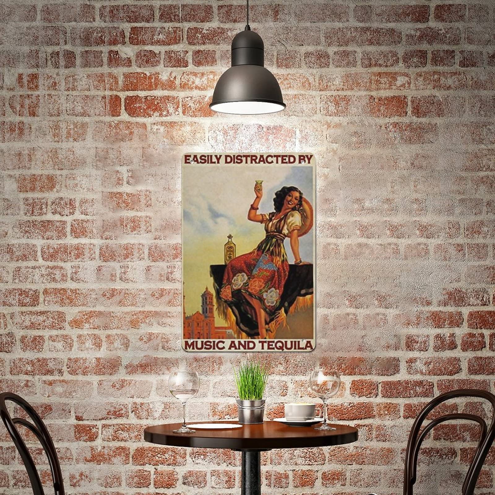 Targa in metallo vintage da 20 x 30 cm, con scritta in lingua inglese easily distracted