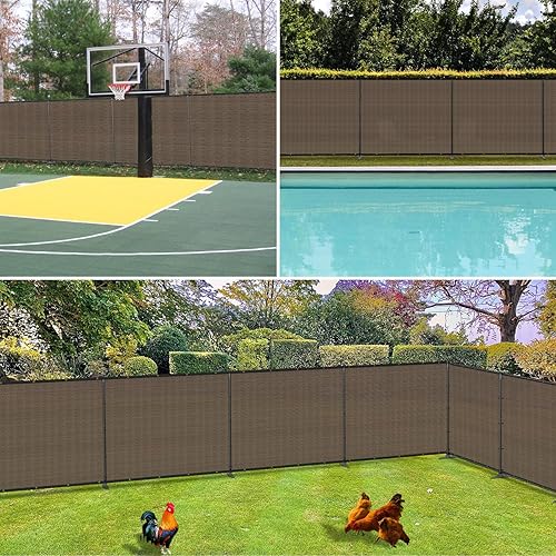 Miniatura 5 de SunnyRoyal Valla de privacidad con postes de hierro, red de tela resistente para perros, para patio al aire libre, decoración de patio, color