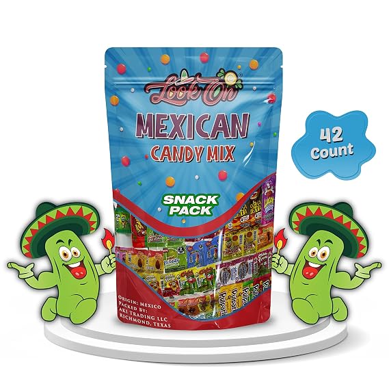 Mexican Candy Assortment (42 Pieces) Snacks Pack - Individual Wraps Chile Coated, Sweet Candy & Lollipop, Sweet, Sour, Spicy Flavors Candies by LookOn