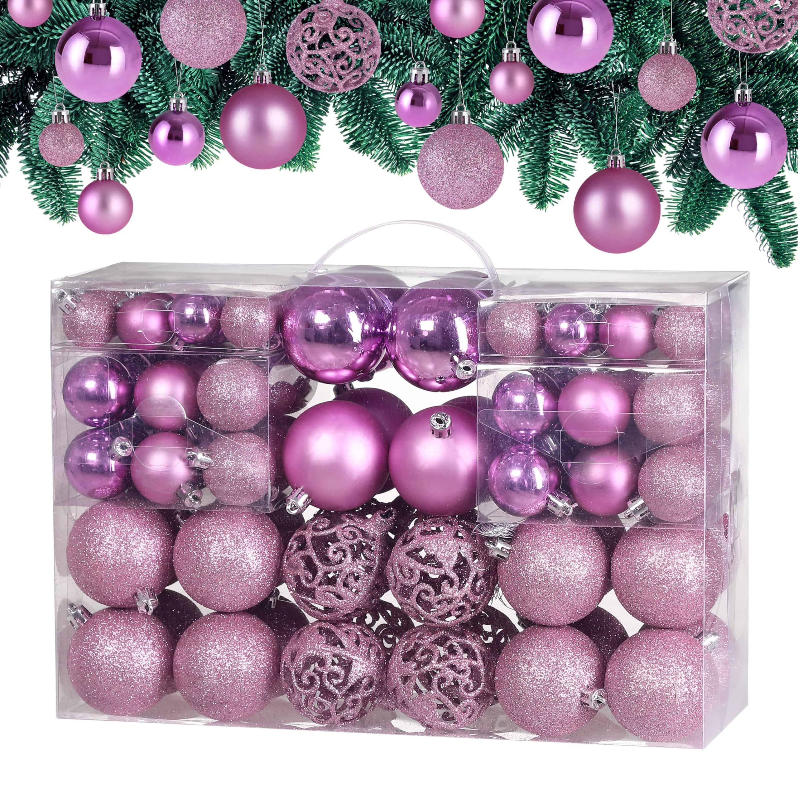 Deuba® Bolas de Navidad 100 Pzs. Set Rosa Mate Brillo Adorno Decoración Navideña Variada Colgante Árbol