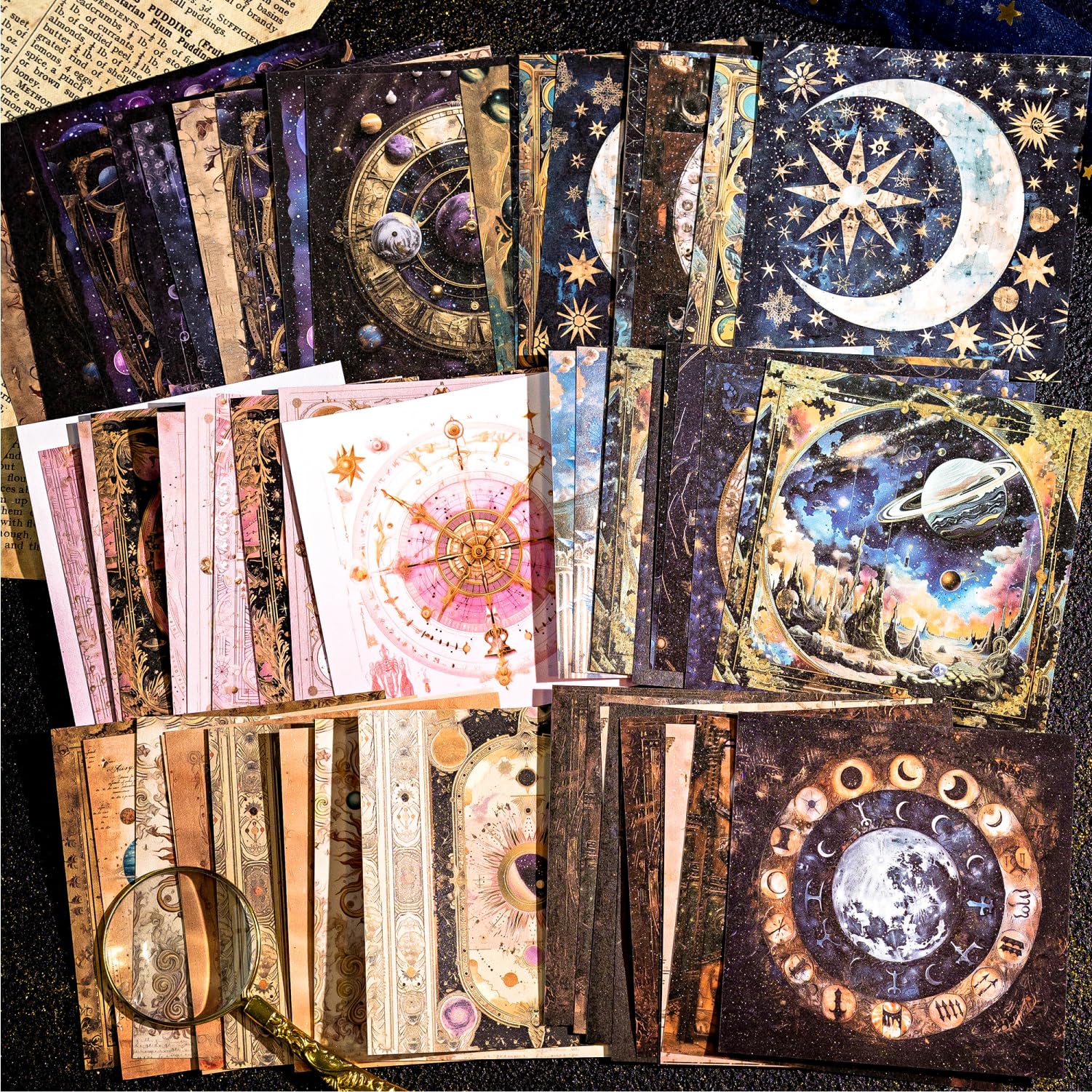 Fantazyjny księżycowy niebiański papier do scrapbookingu, vintage, samoprzylepny, księżyc, przestrzenie, planety, scrapbooking, papier dekoracyjny do dziennika, dziennika śmieci, materiały plastyczne