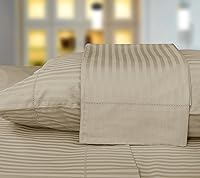 Vista 1 de Threadmill Home Linen Funda de almohada king, 100 % algodón natural de 600 hilos, 2 piezas de tejido de satén, damasco, beige, algodón de fibra