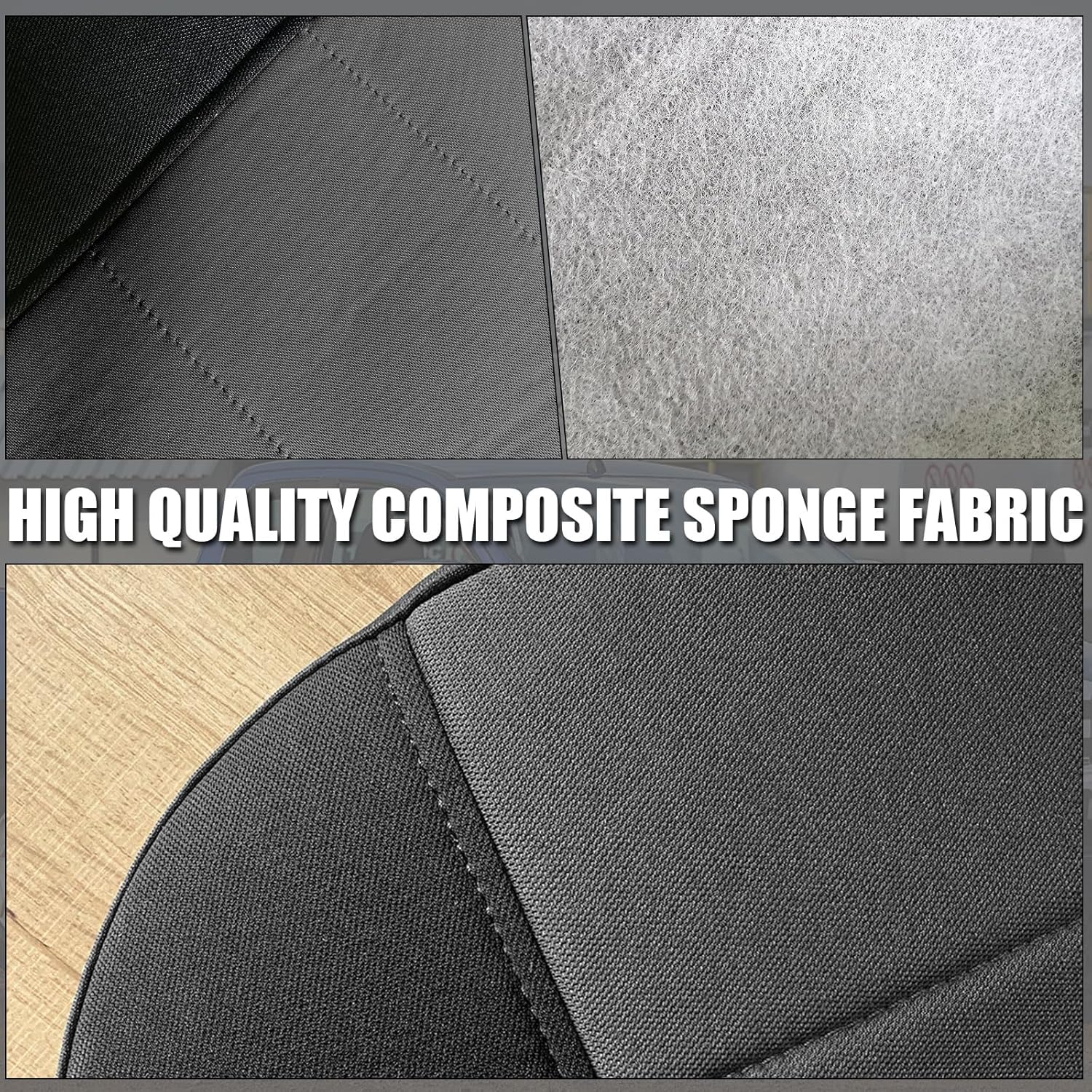 Custom-Fit Seat Covers Replace for 1992-1998 Ford F-150 F-250 F-350 Front/Rear Solid Bench Seat with Molded Headrests No Center Armrest, Knitted Fabric Composite Soft Foam Lining Breathable Material