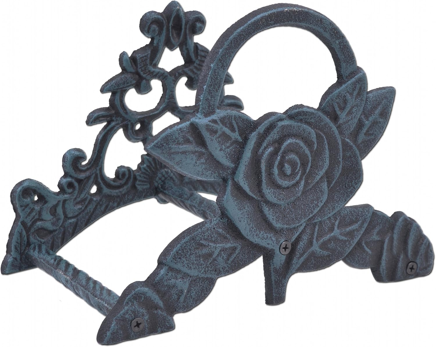 Amazon.com : Garden Water Hose Holder Rose Flower Verdigris Cast Iron ...
