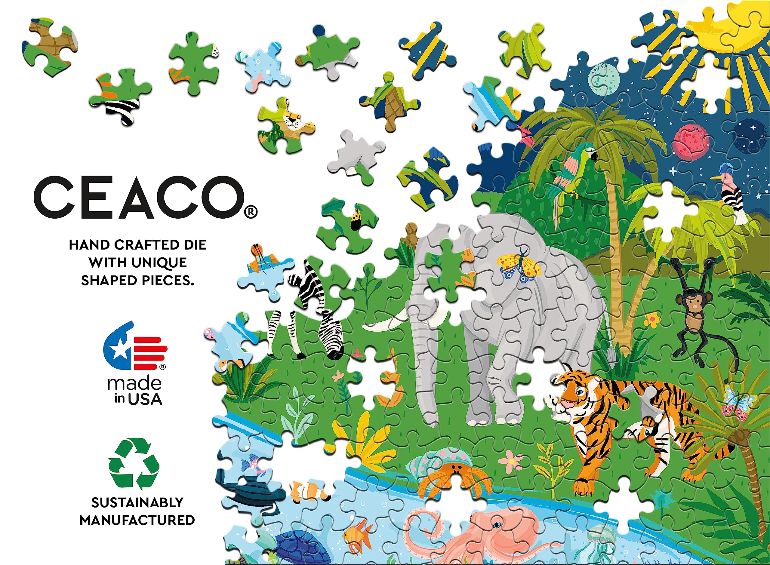 Amazon.co.jp: Ceaco - 暗闇で光る - ジャングル、海、空 - 100ピース