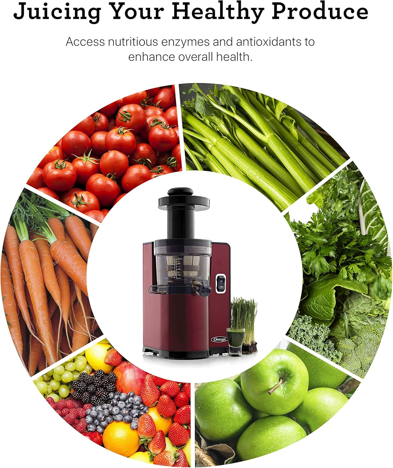 Crаzу Clеаrаnсе Omega Juicer Vertical Slow Masticating Juice Extractor 43 RPM Compact Design with Automatic Pulp Ejection, 150-Watt, Red