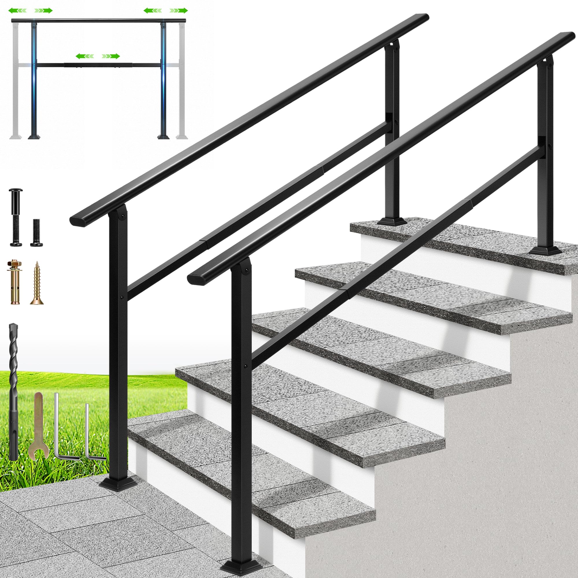 VIVOHOME 6 Step Adjustable Handrail
